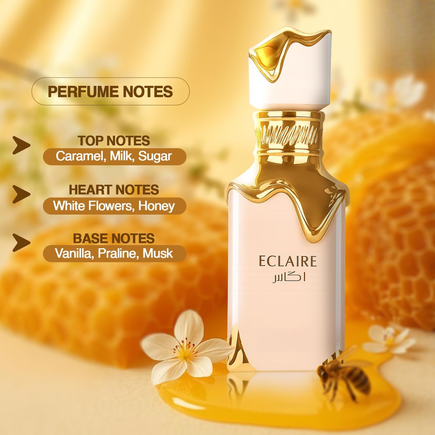 Eclaire - Vanilla, Caramel, Sweet, Floral - Eau de Parfum Long-Lasting Fragrance for Women, 3.40 Ounce / 100 ml